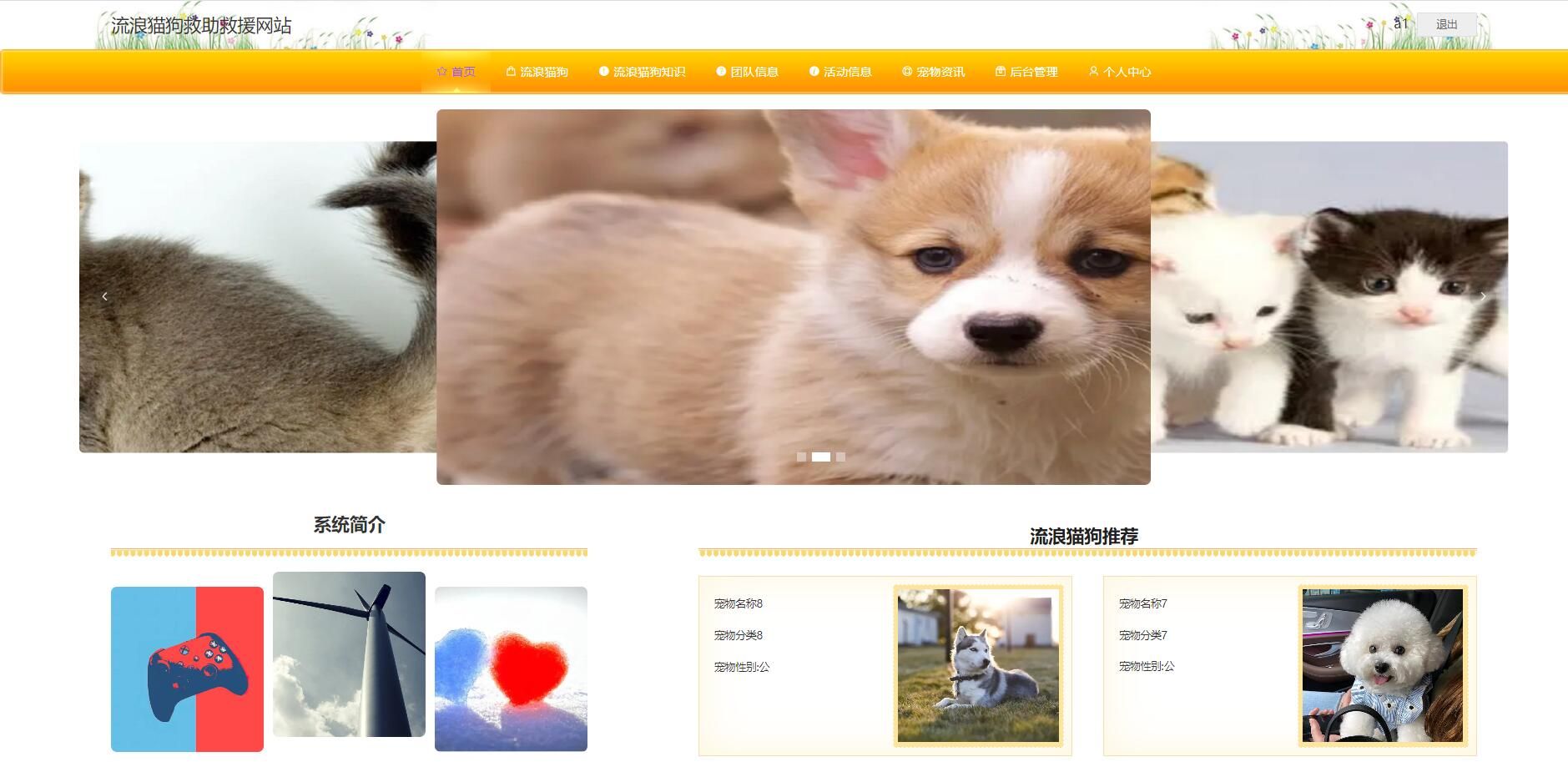SpringBoot流浪猫狗救助救援网站系统